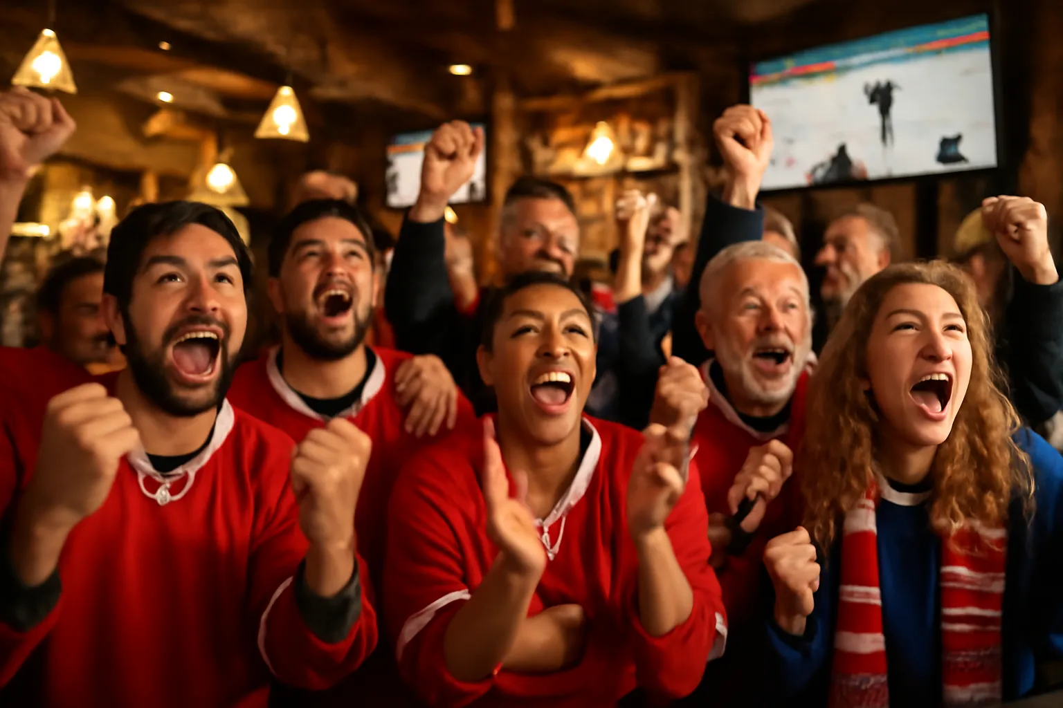 Ambiance de supporters lors d'un championnat du monde de hockey
