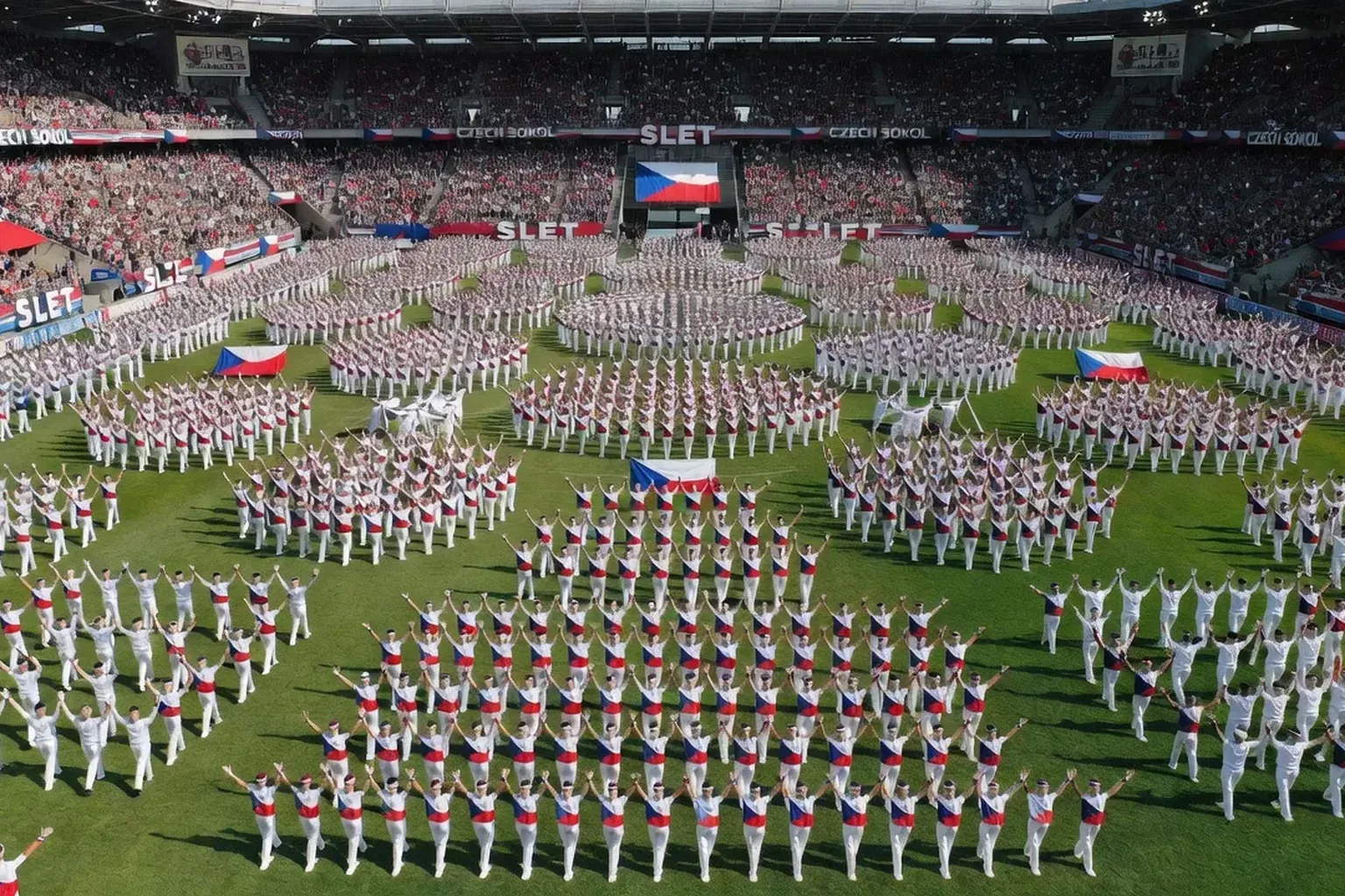 Gymnastes Sokol lors d'un Slet à Prague
